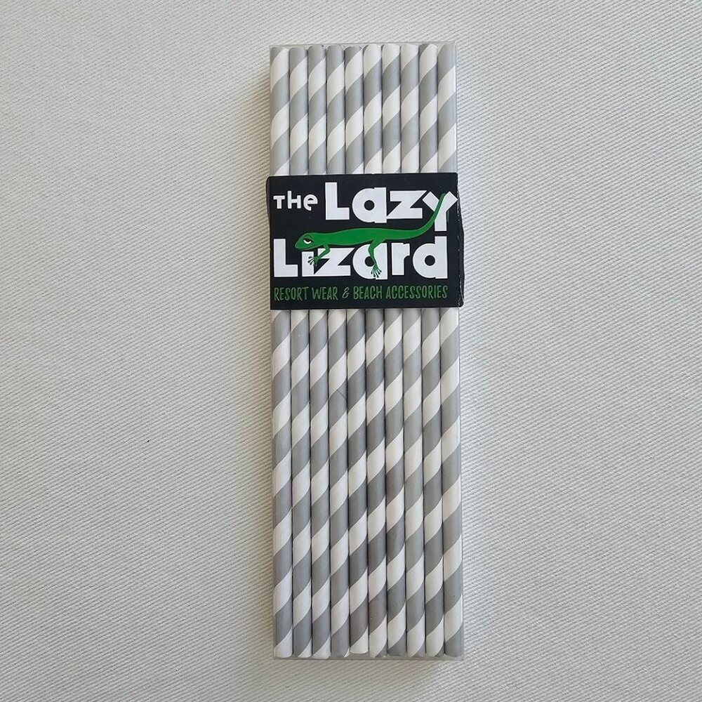 Paper Party Straws White & Silver Vintage set of 20